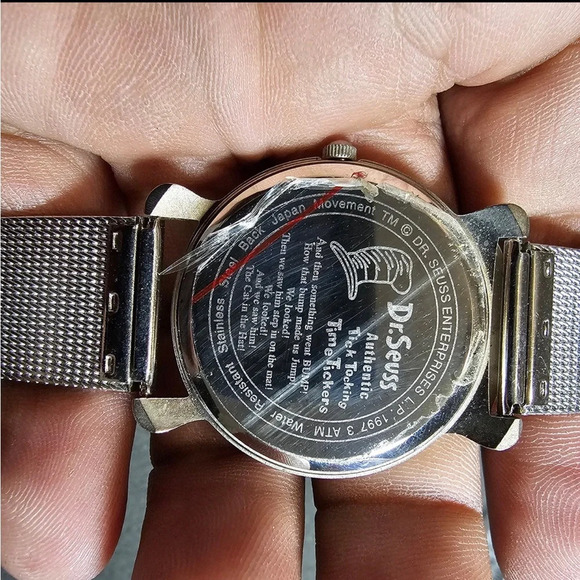 Vintage 1997 Dr. Seuss Cat In The Hat Silver Tone Quartz Watch Working 3ATM WR - Picture 8 of 9